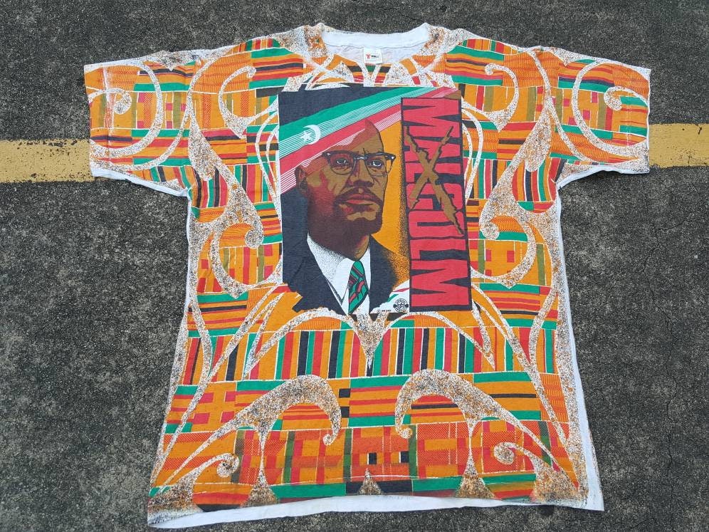 VTG Malcolm X All Over Print T-shirt - Etsy
