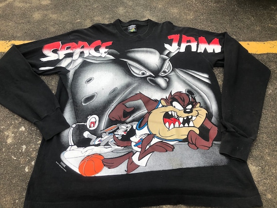 VTG Space Jam 1996 Taz Bugs Bunny Michael Jordan Long Gem