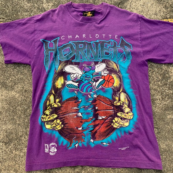 VTG Charlotte Hornets Magic Johnson T's Shirt Thrifted by 90s_TPT