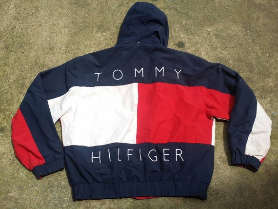 Vintage Tommy Hilfiger Windbreaker Colour Block USA Big Logo | Etsy