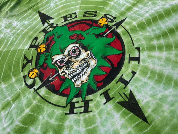VTG Cypress Hill Tie Dye Smoking Clown Skull T-Shirt - Gem