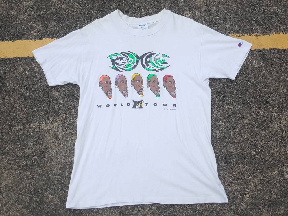 MTV denis rodman1997 world tour デカバッジ　レア Vintage Dennis Rodman MTV World Tour T-shirt NBA basketball