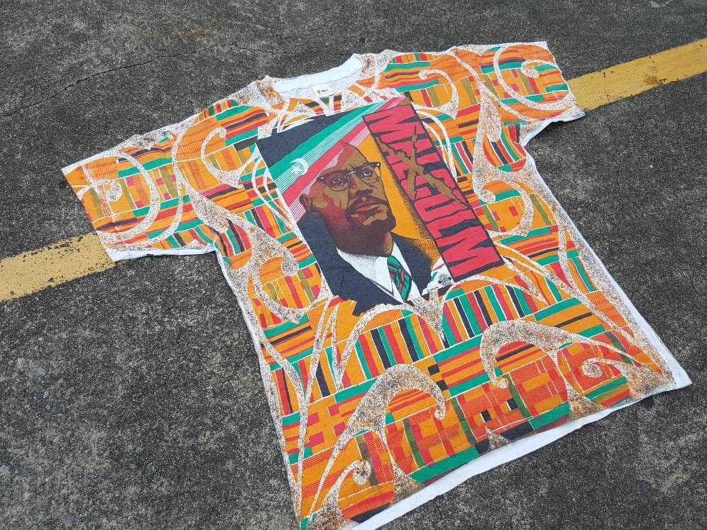 VTG Malcolm X All Over Print T-shirt - Etsy