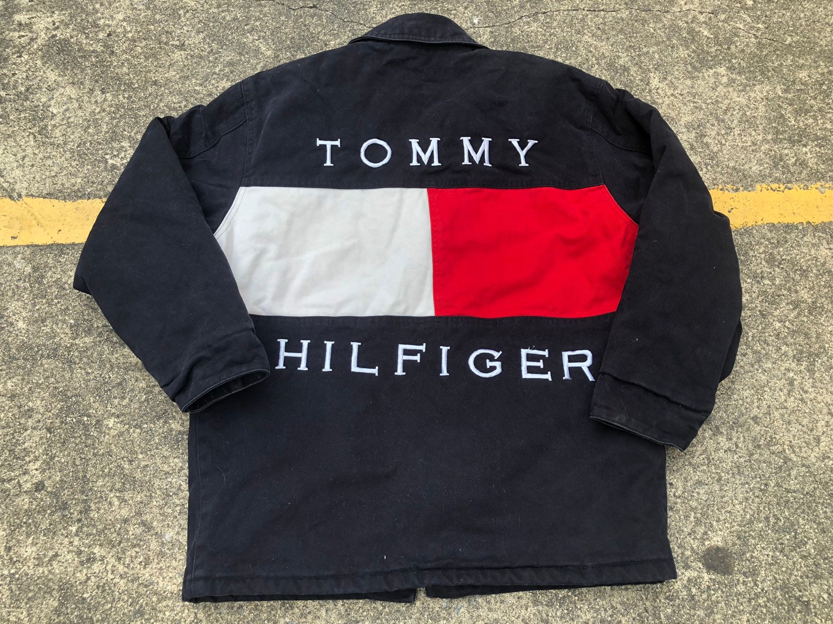 VTG Tommy Hilfiger Sailing Gear Jeans Big Flag Jacket Big Logo - Etsy