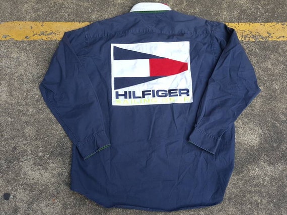 VTG Tommy Hilfiger USA Sailing Gear Colour Block Big Logo 