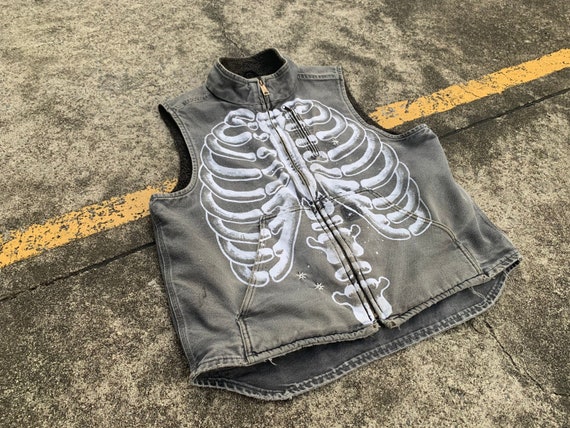VTG VTG Carhartt Handpainted Vest Bones - Etsy