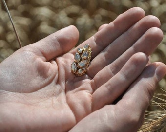 Wheat Brooch Pin Handmade Nature Lover Pin with Swarovski elements