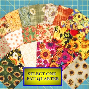 Fat Quarter Fabric/Large Fall Leaves/gold flourish/green orange sunflower/waterdrops/multi sunflower/leaves metallic/pumpkins/scroll/harvest