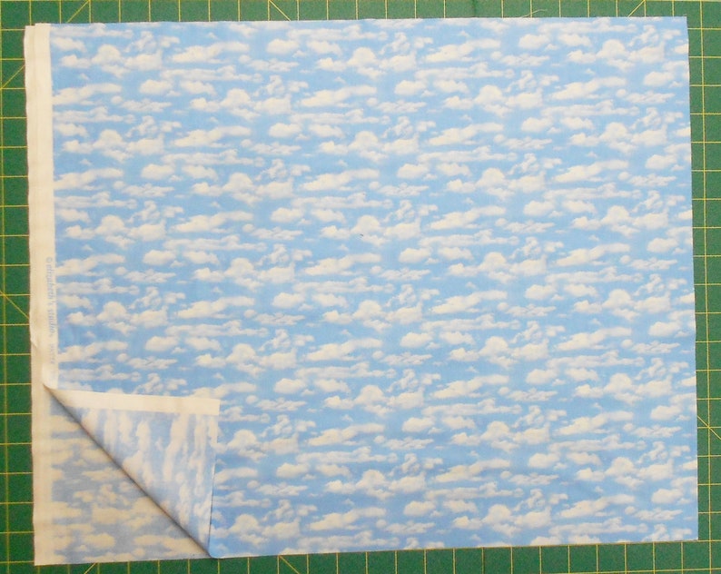 Fabric-1/2 or 1yd piece 3910-Light Blue Sky/Elizabeth's Studio/white clouds/scenic sky/landscape/fabric by the yard image 6