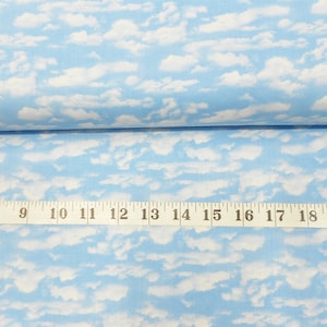 Fabric-1/2 or 1yd piece 3910-Light Blue Sky/Elizabeth's Studio/white clouds/scenic sky/landscape/fabric by the yard image 1