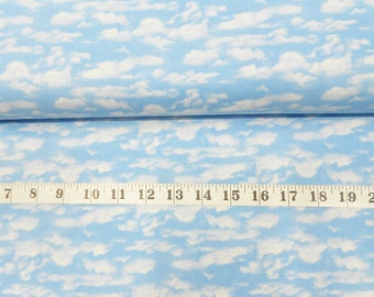 Fabric-1/2 or 1yd piece #3910-Light Blue Sky/Elizabeth's Studio/white clouds/scenic sky/landscape/fabric by the yard