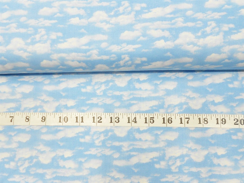 Fabric-1/2 or 1yd piece 3910-Light Blue Sky/Elizabeth's Studio/white clouds/scenic sky/landscape/fabric by the yard image 1