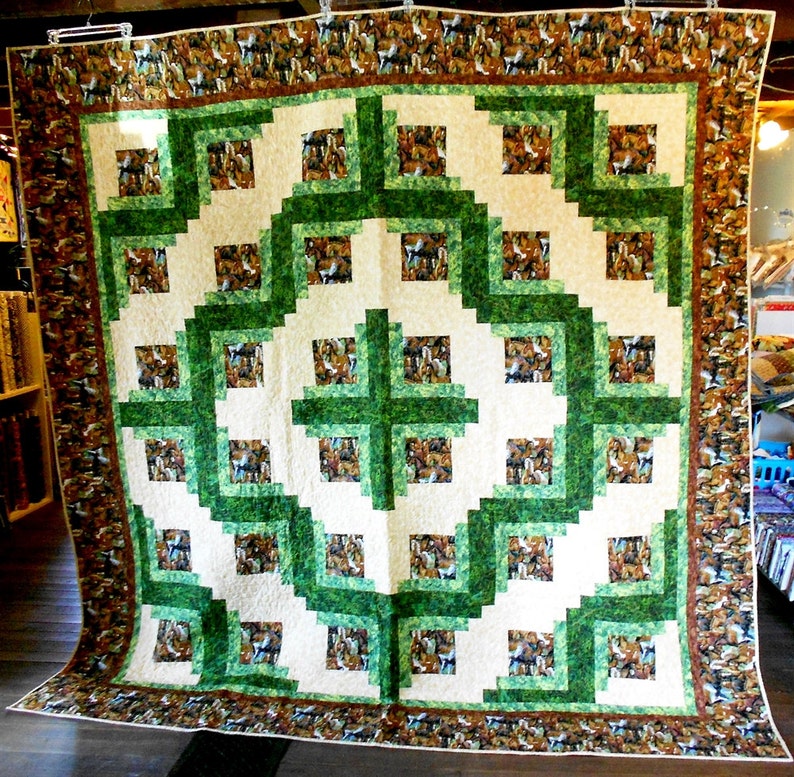 Horse Quilt Queen/king 103 X 103 Packed Horse Head Etsy
