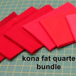KONA Cotton Solid Fabric-6pc Fat Quarter Bundle Bright Red Colorway/watermelon, poppy, red, rich red, chinese red, ruby/Robert Kaufman(b494)