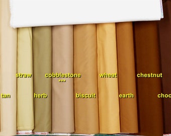 KONA Solid Fabric-choose 1 yard: Ivory/Tan/Straw/Herb/Cobblestone/Biscuit/Wheat/Earth/Chestnut/Chocolate/Cocoa/brown earth tones/Kaufman