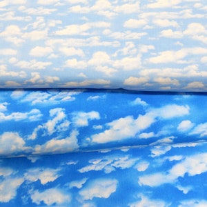 Fabric-1/2 or 1yd piece 3910-Light Blue Sky/Elizabeth's Studio/white clouds/scenic sky/landscape/fabric by the yard image 3