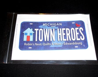 HOMETOWN HEROES/Fabric License Plate-Row by Row "Home Sweet Home" 2016 /fire/emt/medic/medical/police/ambulance/military/veterans/nurse