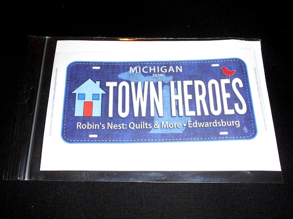 HOMETOWN HEROES/Fabric License Plate-Row by Row "Home Sweet Home" 2016 /fire/emt/medic/medical/police/ambulance/military/veterans/nurse