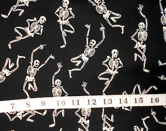 Skeleton Fabric #5847 Dancing Skeletons/white skeleton on black background/C13939-BLACK/monthly placemats 2 october/Riley Blake