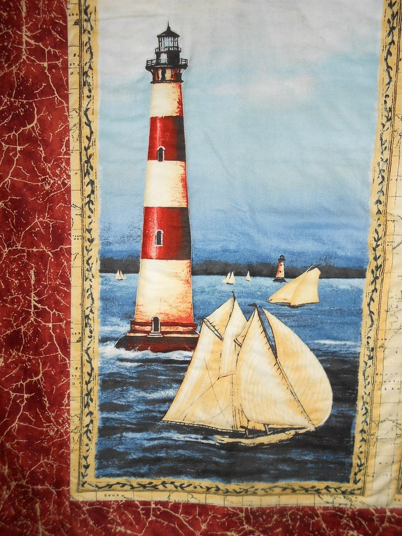 Lighthouse/sailboat Wall Quilt/throw 36 X 55 Etsy