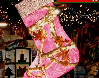 Stocking-Pink Camo/Camouflage/Realtree/Bark/solid pink/outdoors/made in Michigan, ready to ship