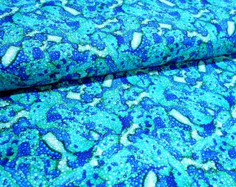 Tissu - Texture peau de caméléon bleu cyan n° 5992/aqua bleu marine-Stay Magical/StudioE/voir en magasin pour les coordonnées/peau/feuillage/panneau caméléon