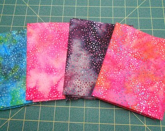 Fat Quarter Bundle (b339)-Cabo/Hot Pink/Boysenberry/Coral Gables Bali Dots/Hoffman Batik/cotton fabric/dark purple dusty blue pink green