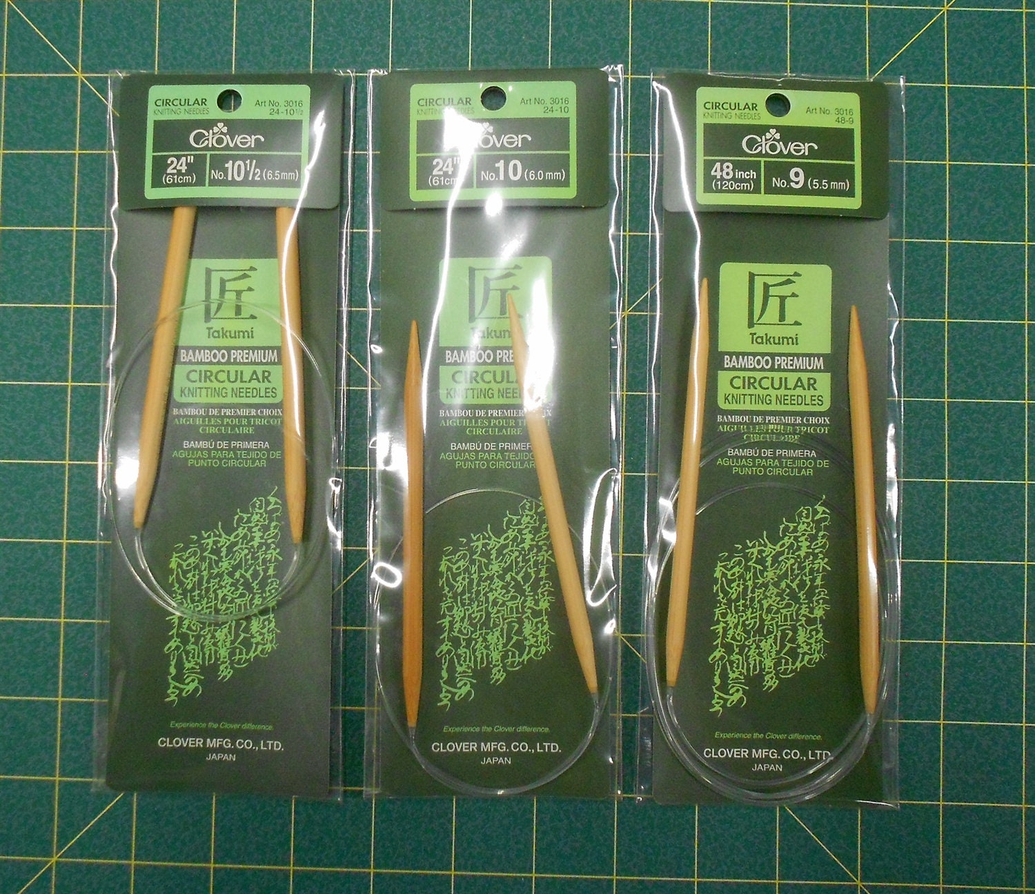 Bamboo Circular Knitting Needle/clover/takumi/48 Long Size 9 5.5mm / 24  Long Size 10 6.0mm / 24 Long Size 10.5 6.5mm 