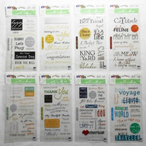 Scrapbooking Stickers-Phrase Cafe/Aged to Perfection/Just For You/Man's Best Friend/Cat's Meow/Friends/Give Thanks/Grand Ol' Flag/Bon Voyage image 1