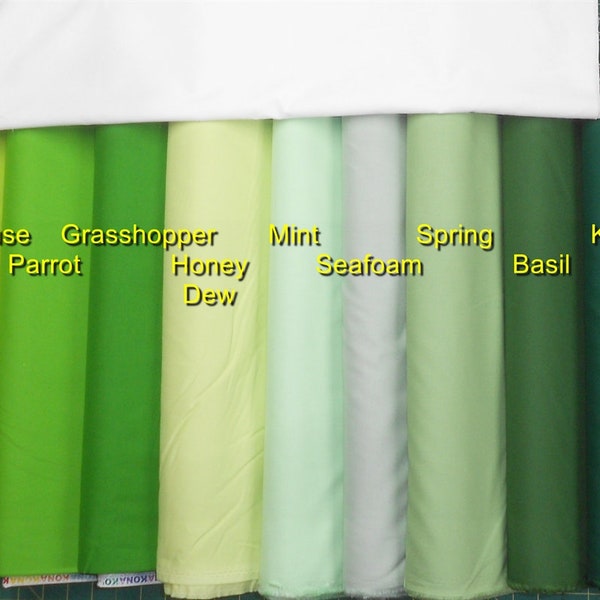 KONA Solid Fabric-your choice 1 yard piece of Green:Wasabi/Sprout/Chartreuse/Parrot/Honey Dew/Mint/Seafoam/Spring/Basil/Kelly/Forest/Kaufman