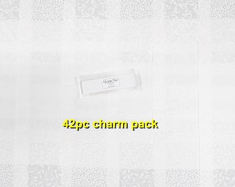 Fabric-42PC CHARM PACK #4773 White Out/5"x5" squares/white on white/tone on tone/climbing vines/scroll/mottle/geometric/cosmos/flourish