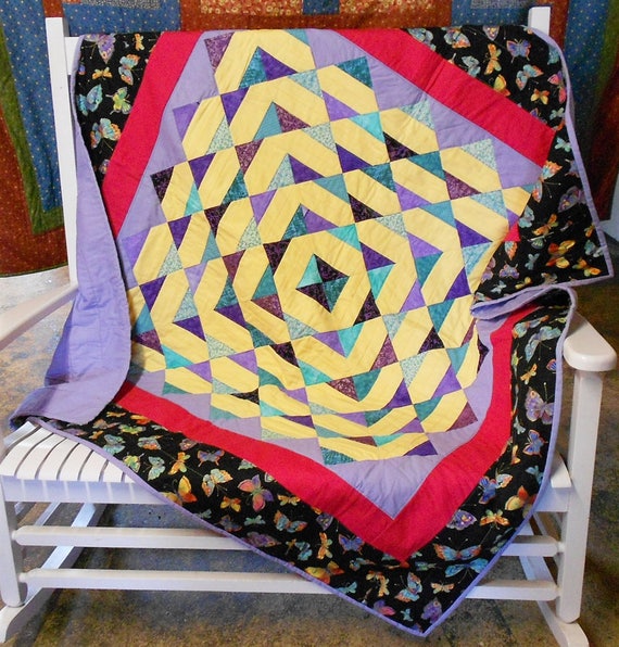 SALE/DISCOUNTED-SUNFADED - Purple/teal Butterfly/pink Border Baby 