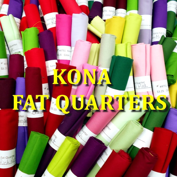 Fabric-KONA Fat Quarters-pink pastel bright red burgundy crimson lilac berry purple green forest kelly basil/Robert Kaufman/Kona Cotton