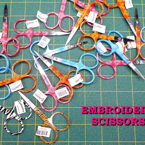 Embroidery Scissors/Optical Illusion orange pink blue/Christmas Trees/Snowflakes/Light Bulbs/Tiger/Zebra/3 1/2in Needlepoint Tips/Allary