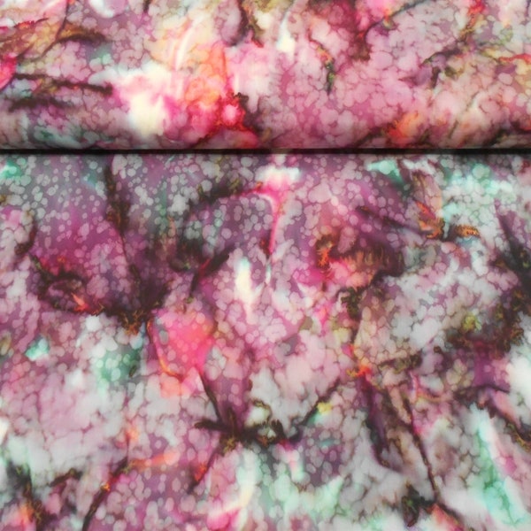 Fabric-1/2 or 1yd piece #4750 Batik-Sweetpea/purple green orange muted mauve/Hoffman/Batik Bali Mottled Collection