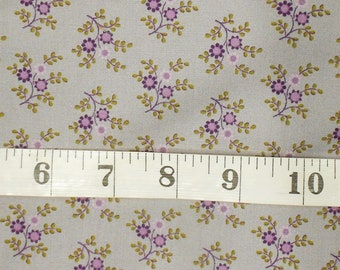 Fabric-1/2 or 1yd piece #3283-Petals-Floral/Purple/Plum/tiny flowers dark ash background old fashioned/reproduction print/Quilting Treasures