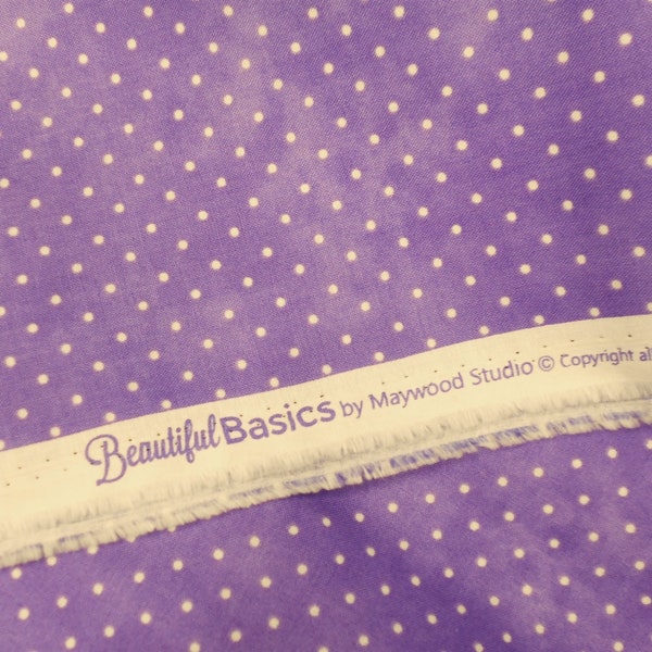 Polka/Pin Dot/Tiny Dot Fabric-1/2 or 1yd piece #4777-Paisley Purple pin dot/tiny white dots/Maywood Studios/Beautiful Basics Collection/609M