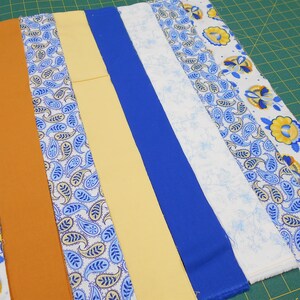 Fabric-42pc. Jelly Roll /4033-Precut 2.5 strips/White Chantilly Yellow Blue White Floral/leave/leaf print/solid/coordinating fabrics image 3