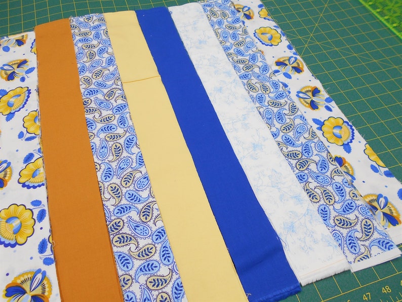 Fabric-42pc. Jelly Roll /4033-Precut 2.5 strips/White Chantilly Yellow Blue White Floral/leave/leaf print/solid/coordinating fabrics image 3