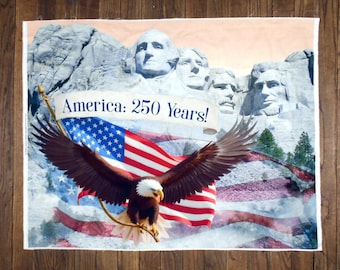 Panel Águila/Bandera/Monte Rushmore n.° 6288/aprox. 86 x 109 cm/250.º aniversario de América/Águila/Patriótico/EE. UU./Cuatro estaciones, David Textiles