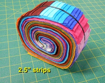 Jersey Suede Mottled blender Fabric-Jelly Roll #5331/42pc/2.5" strips/red orange green purple blue pink yellow/3 strips each 14 colors