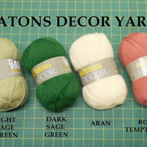 Patons Decor Yarn-your choice of Light Sage/Dark Sage Green/Aran (beige/cream)/Rose Temptation- (4 -Medium) 75% acrylic/25 wool