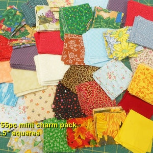 Fabric-755pc mini charm pack #4723/precut 2.5&quot; squares/Summer Tones/red purple green florals/leaves/honeystone hill/swirl/leaves/butterflies