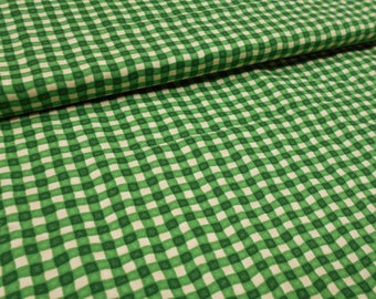 Fabric-1yd piece #1189-Green and White Checkered/green and white plaid/checkered/green and white gingham type print/picnic table cloth print