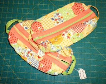 Honeycomb & Bees/Boxy Zipper Bag/Pouch with handles/use for sewing supplies, makeup cosmetics, toiletries, travel, etc/cotton/quilted