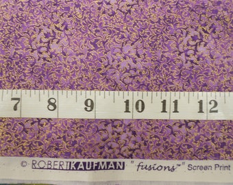 Fabric #4405-Amethyst Purple Mini Scroll/metallic/gold/Elegant/Christmas/"fusions" Robert Kaufman (other colors available)/by the yard