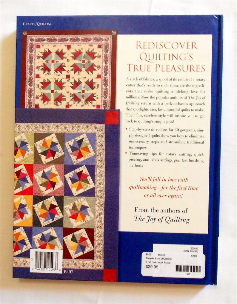 Book-The Simple Joys of Quilting 30 Timeless Quilt Projects Joan Hanson and Mary Hickey 159pgs.Hardcover Book-That Patchwork Place 1385 image 2