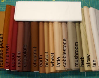 KONA Solid Fabric-choose 1 yard: Ivory/Tan/Straw/Herb/Cobblestone/Biscuit/Wheat/Earth/Chestnut/Chocolate/Cocoa/Cinnamon/browns/Kaufman