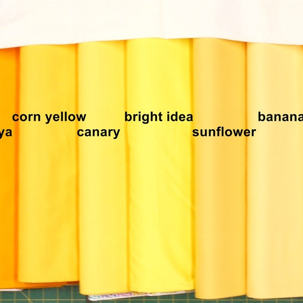 KONA Solid Fabric-choose 1 yard: Meringue/Butter/Banana/Sunflower/Bright Idea/Canary/Corn Yellow/Papaya/School Bus/Robert Kaufman 44" Cotton