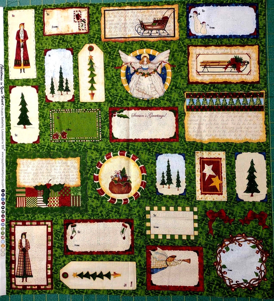 Fabric23pc Christmas Quilt Label Panel 1688 Approx 21x23 Christmas in